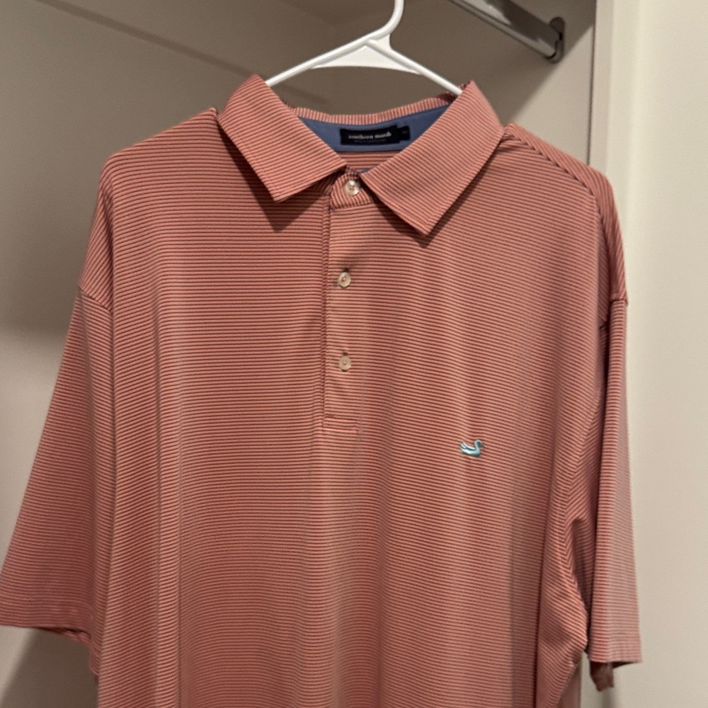 Men's Striped Polo Shirt - Salmon by Southern Marsh